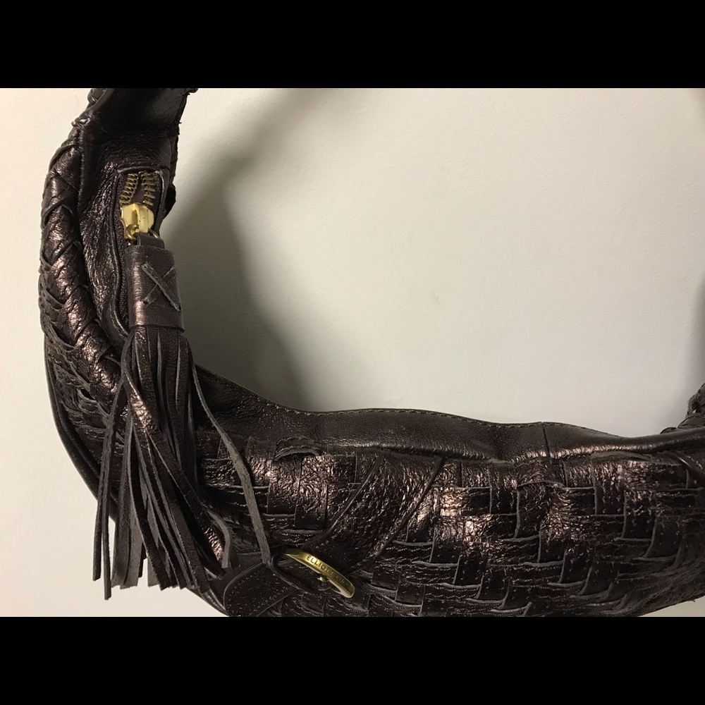 Pretty Purple Brass Weave Accented Crescent Shaped Bag! - Picture 4 of 16